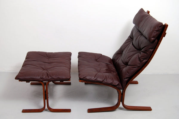 Siesta High Back Sling Lounge Chair and Ottoman by Ingmar Relling for Westnofa