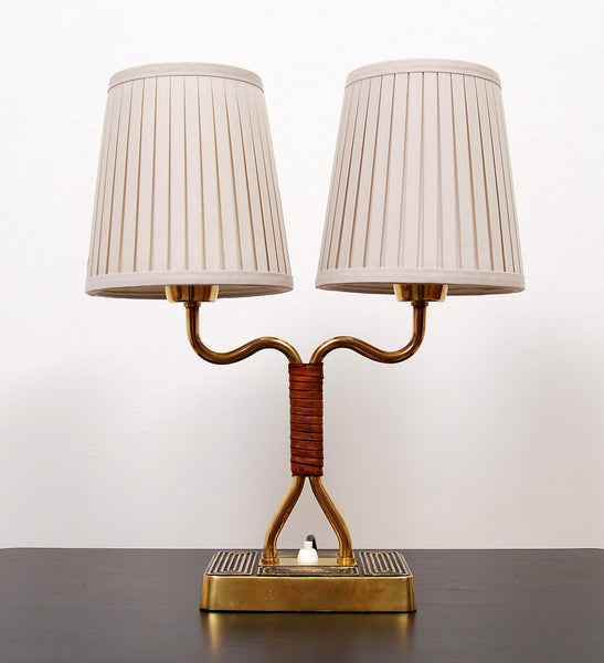 Asea Brass & Leather Table Lamp 1950s