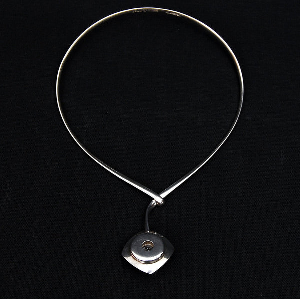 Sterling Silver Rock Crystal Modernist Necklace Alton Sweden, 1968