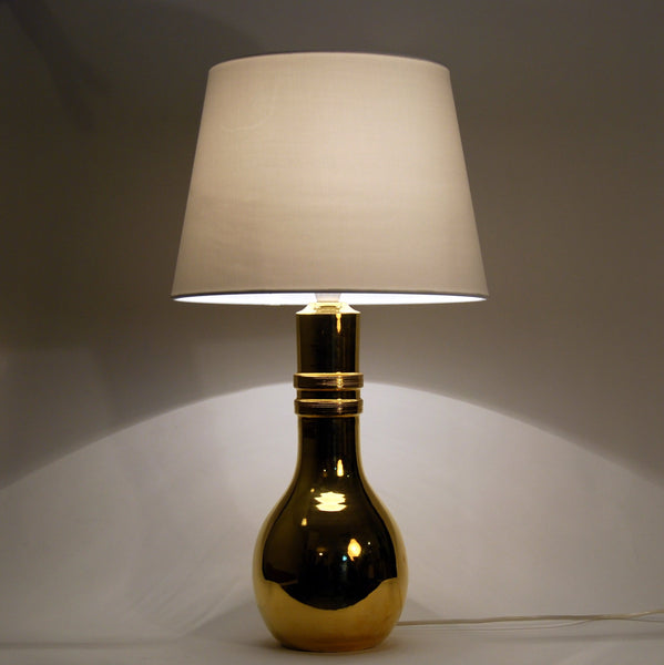 Gilt ceramic table lamp manufactured by Bitossi Italy and imported to Sweden by Miranda AB in the early 1970s