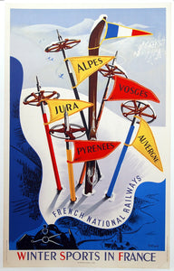 Original Winter Sports In France Poster by Vecoux 1947