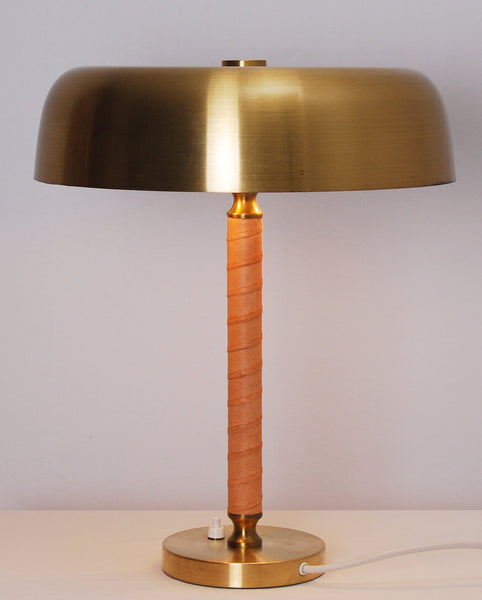 1960s Table Lamp in Brass and Leather by Boréns